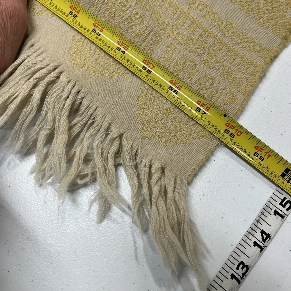 Anichini 100% Merino Wool Blank Throw Golden Yellow Scroll Fringe 67x58